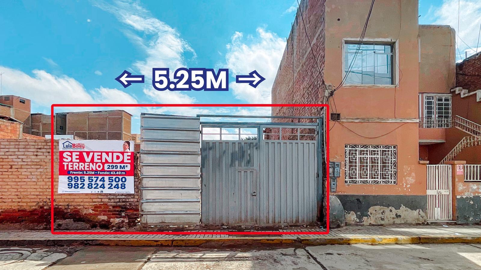 VENTA DE TERRENO DE 299 M2 EN EXCELENTE UBICACIÓN EN EL CENTRO DE CHICLAYO